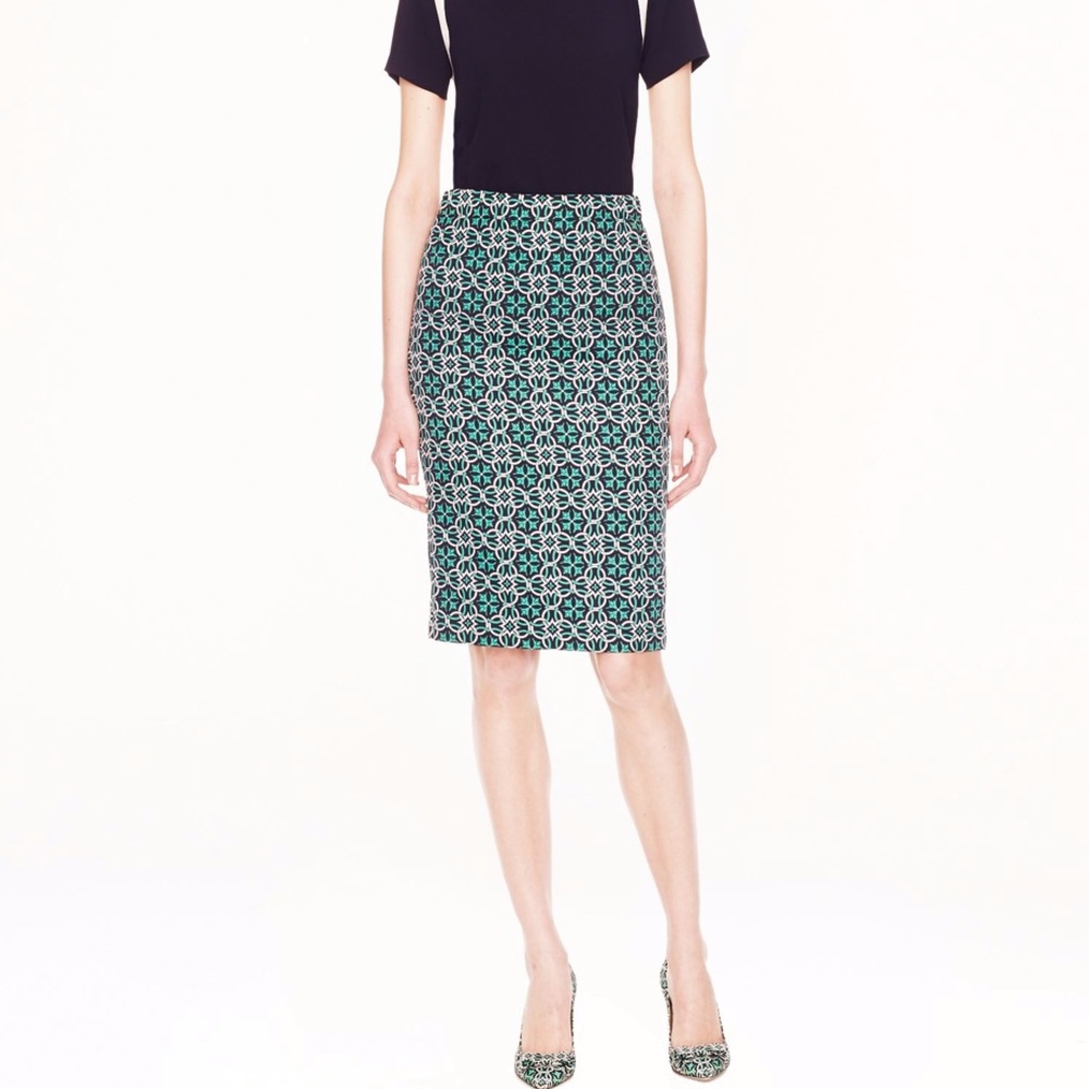 J. Crew Pencil Skirt in Lattice Medallion Size 0P